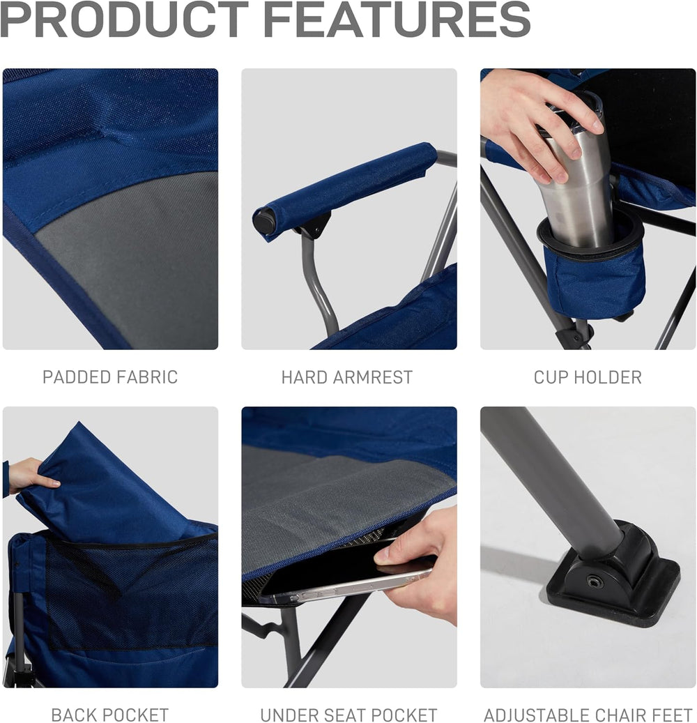 EVER ADVANCED Tall Director Chair 31" Foldable Camping with Carry Bag Blue