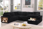 Eafurn Oversized U Shaped Convertible Sleeper Sectional Sofa w/Pull Out Couch Bed, 6 Seater Corduroy Upholstered Corner Lounge Sofa Couch Sleeper Sofabed w/Storage Chaise,Shelves