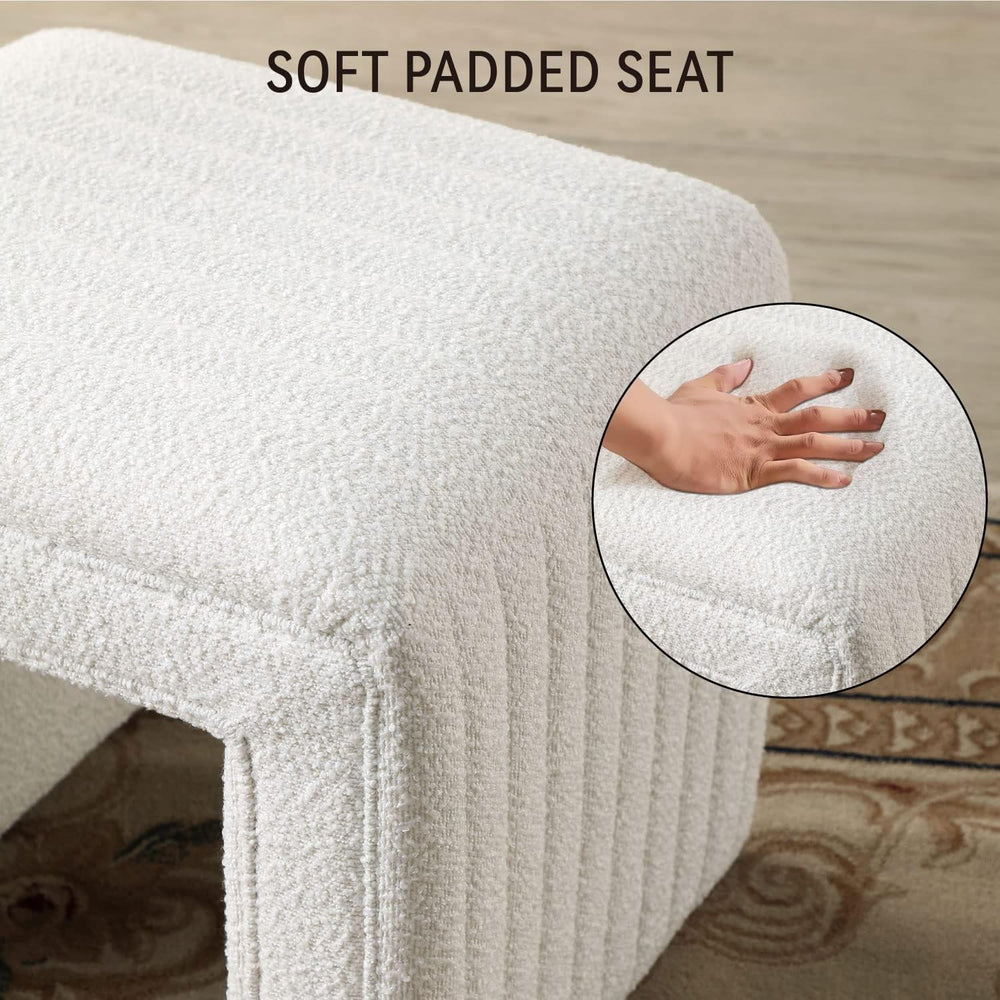 Get Set Style Vanity Stool Chair, Fully Assembled Modern Boucle Ottoman Foots...