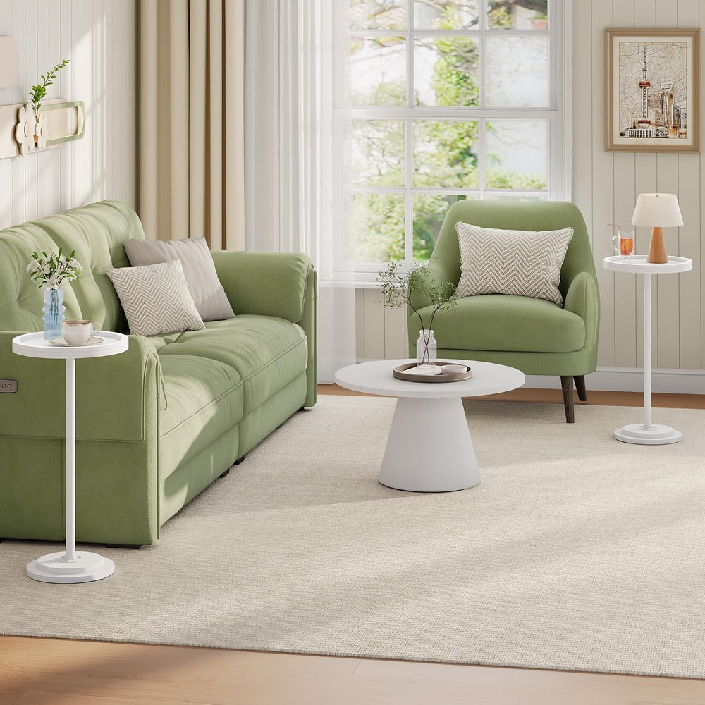 HOOBRO Small Round Side Table, Drink Table, Coffee Martini Table with Pedesta...
