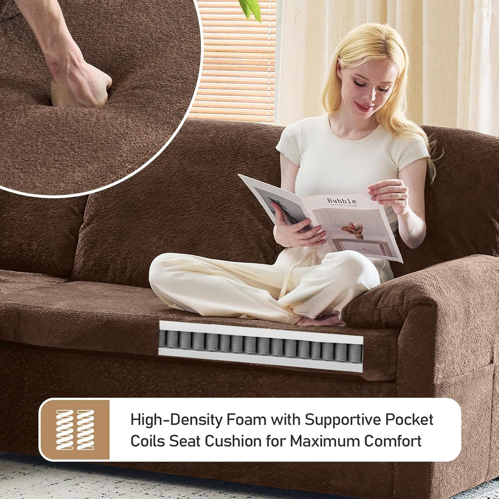VINGLI Sectional Sleeper Sofa with Pull Out Couch Bed, 111 Inch U-Shaped Conv...