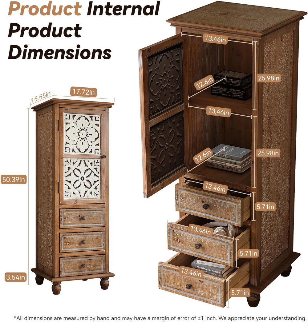 KTART 54''Tall Kitchen Pantry Cupboard Storage Cabine,Narrow Accent C...