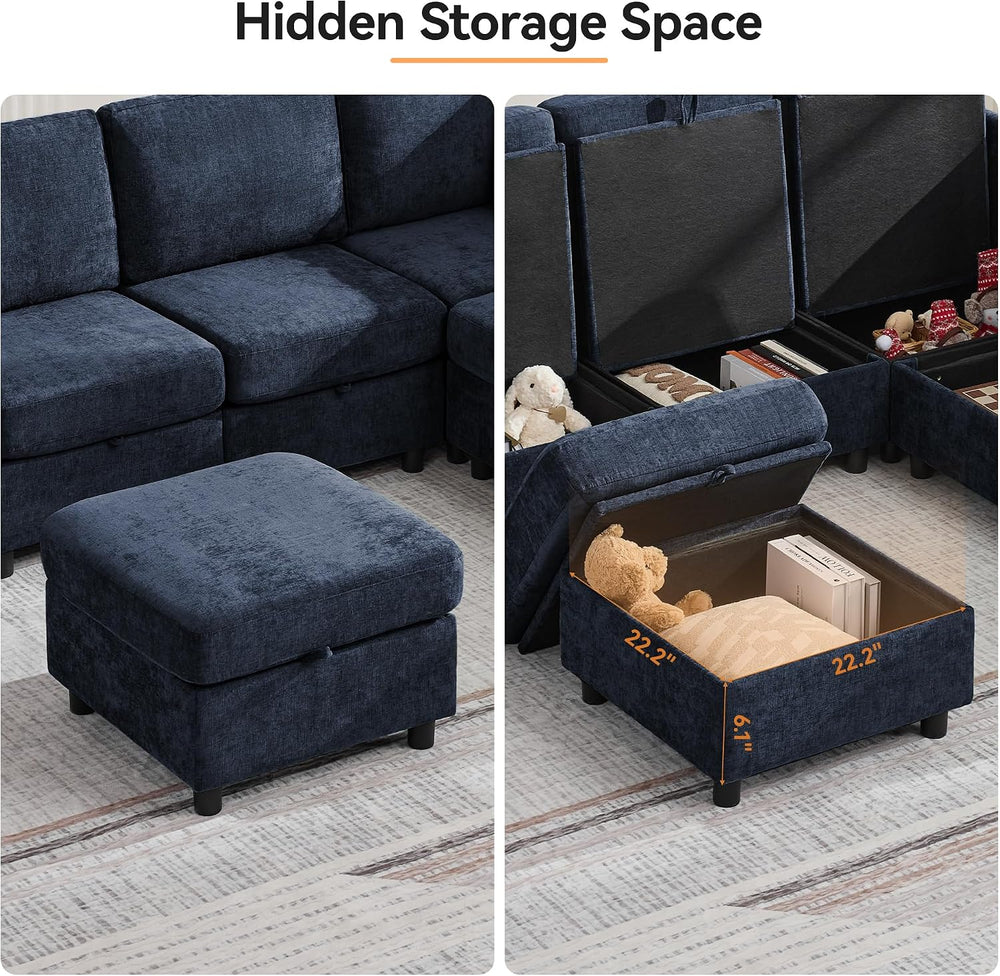 WUTUTUEE 25'' Square Storage Ottoman Module for Modular Sectional Sof...