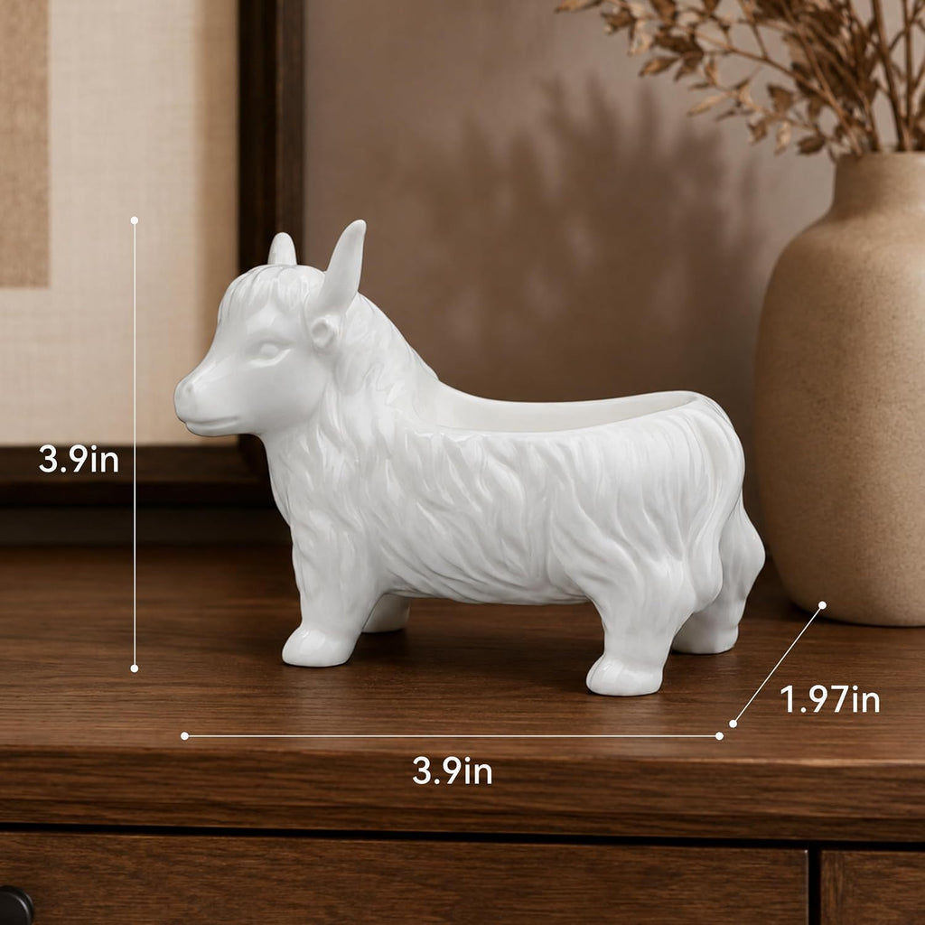 Highland Cow Ring Holder Dish - Cute White Highland Cow Gifts for Women | Jewelry Trinket Holder Tray for Ring, Earring, Necklace, Cute Highland Cow Room Decor Gifts for Women Mom Friends