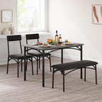 GarveeHome Dining Table Set for 4, Kitchen Table with Upholstered Chairs and Bench, Wood Rectangular Dining Table and Chairs Set for Small Space, Apartment, Dinner, Rustic Gray