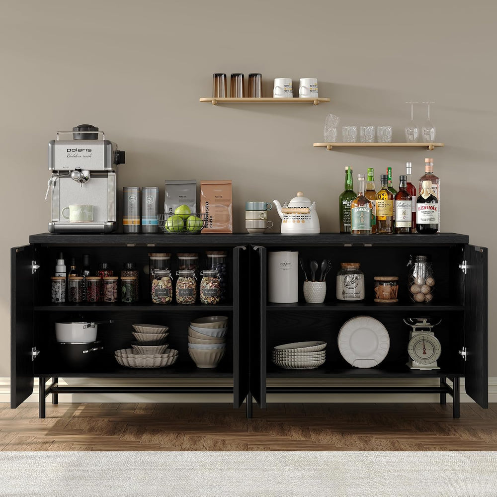Furniouse 66.2''W Large Fluted Buffet Cabinet with 4 Doors & Shel...