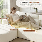 112" Modular Curved Cloud Couch, Oversized Couches for Living Room, Modern Boneless Sectional Sofa with Deep Seat, Foam Couch, No Assembly Required, Beige, 1PCS