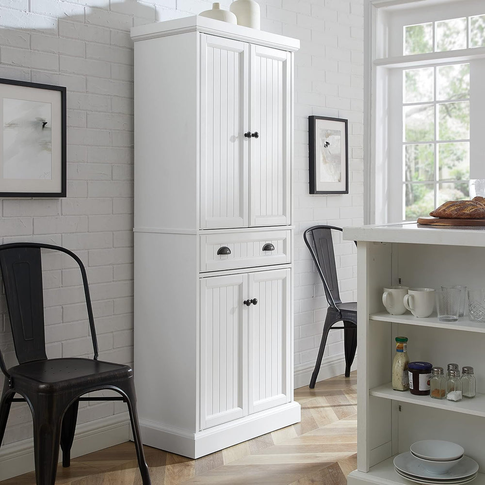 Crosley Furniture Shoreline Coastal Pantry Storage Cabinet with Shelves, Kitc...