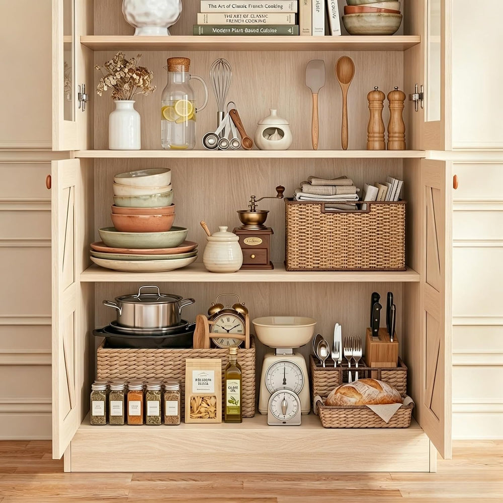 ivaniti 71" Tall Farmhouse Kitchen Pantry, Rustic Brown Wood Storage Cab...