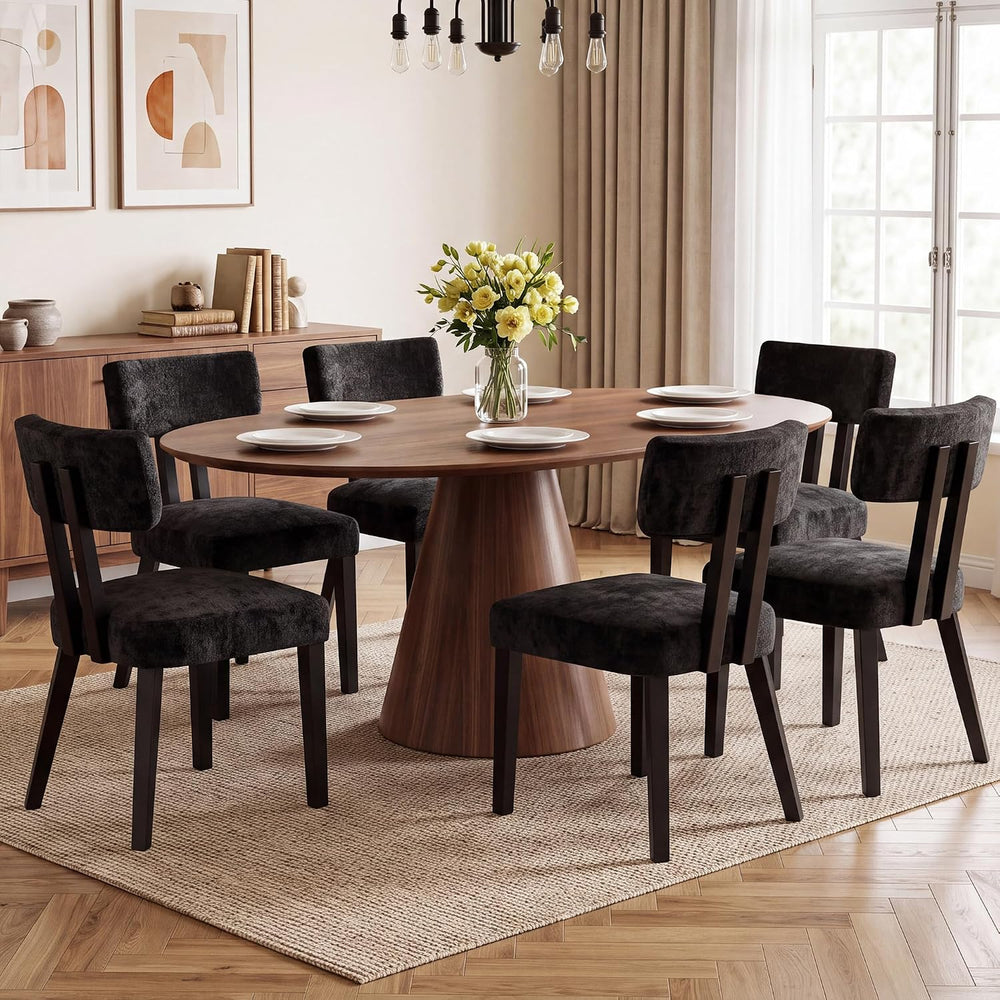 Dining Chairs Set of 6, Silky Velvet Dining Room Chairs, Charcoal Black
