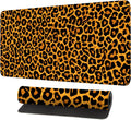 Leopard Print Mouse Pad – Large Extended Desk Mat 31.5 x 11.8 in– Bold Cheetah Animal Pattern, Non-Slip Rubber Base, Waterproof Surface, Fashionable Keyboard & Mouse Pad for Office, Home, or Gaming