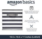 Amazon Basics Cube Organizer Storage Bins Handles, Collapsible Fabric, Pack of 6, 10.5"x10.5"x11", White/ Light Grey Stripe