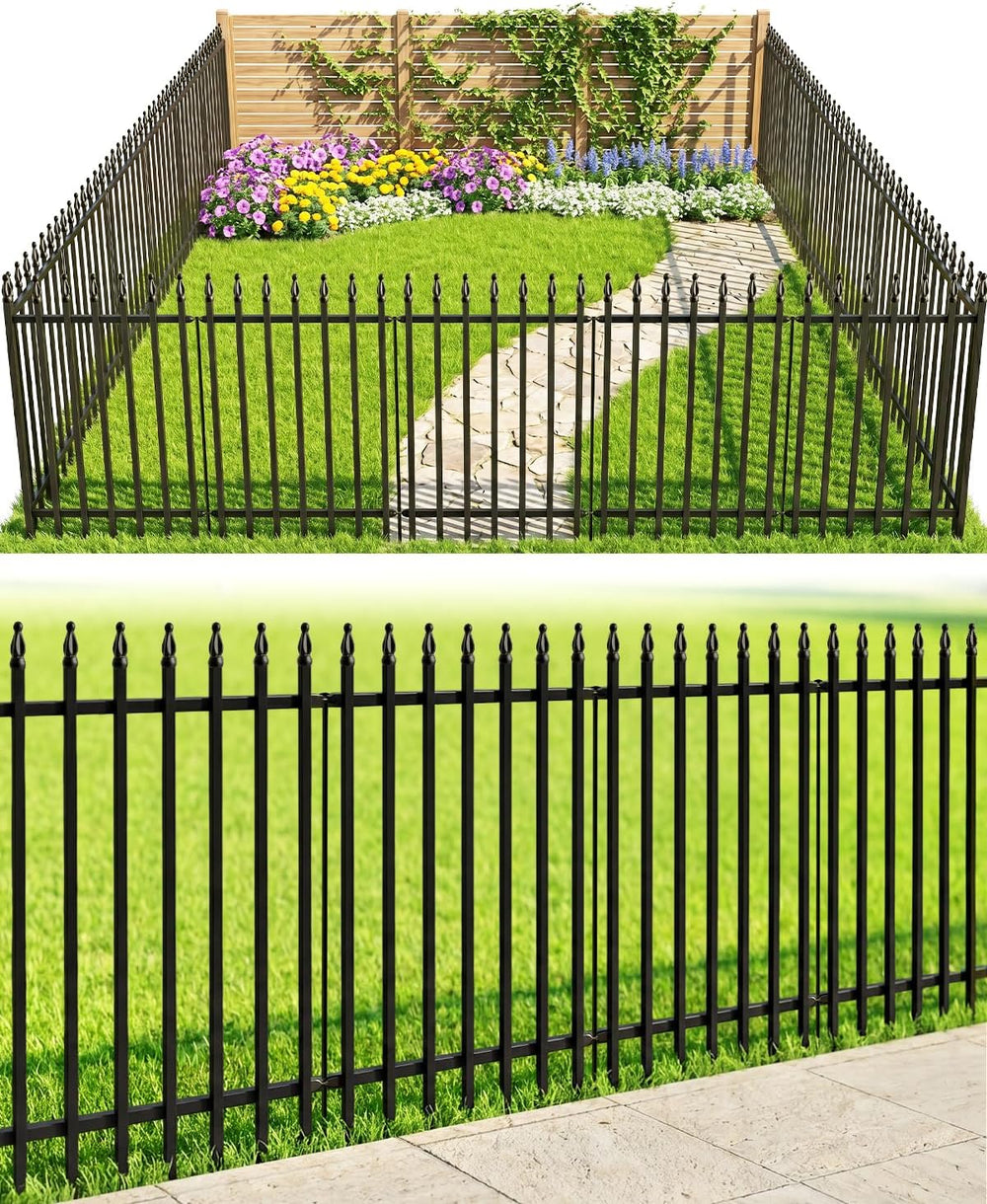 ARIFARO 5 Panel Metal Garden Fence 32" H x 24" W, Decorative Garden...