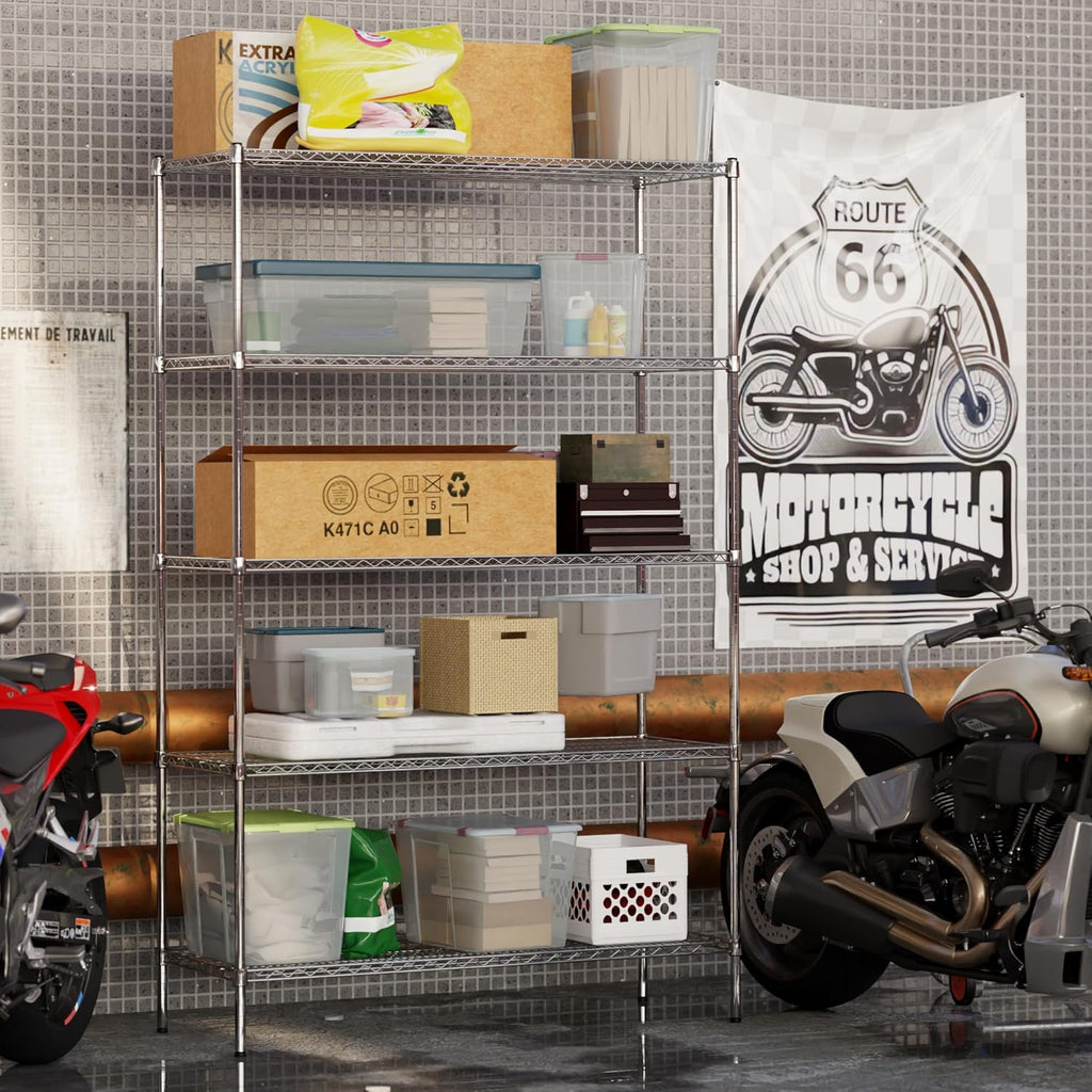 21" Deep x 54" Wide x 86" Height Wire Shelving Kit | 5-Tier | NSF Commercial Storage Rack Unit