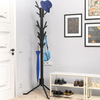 Simple Houseware Standing Coat and Hat Hanger Organizer Tree Shaped Rack for Entryway, Bedroom, and Hallway, 18 Hooks, Black