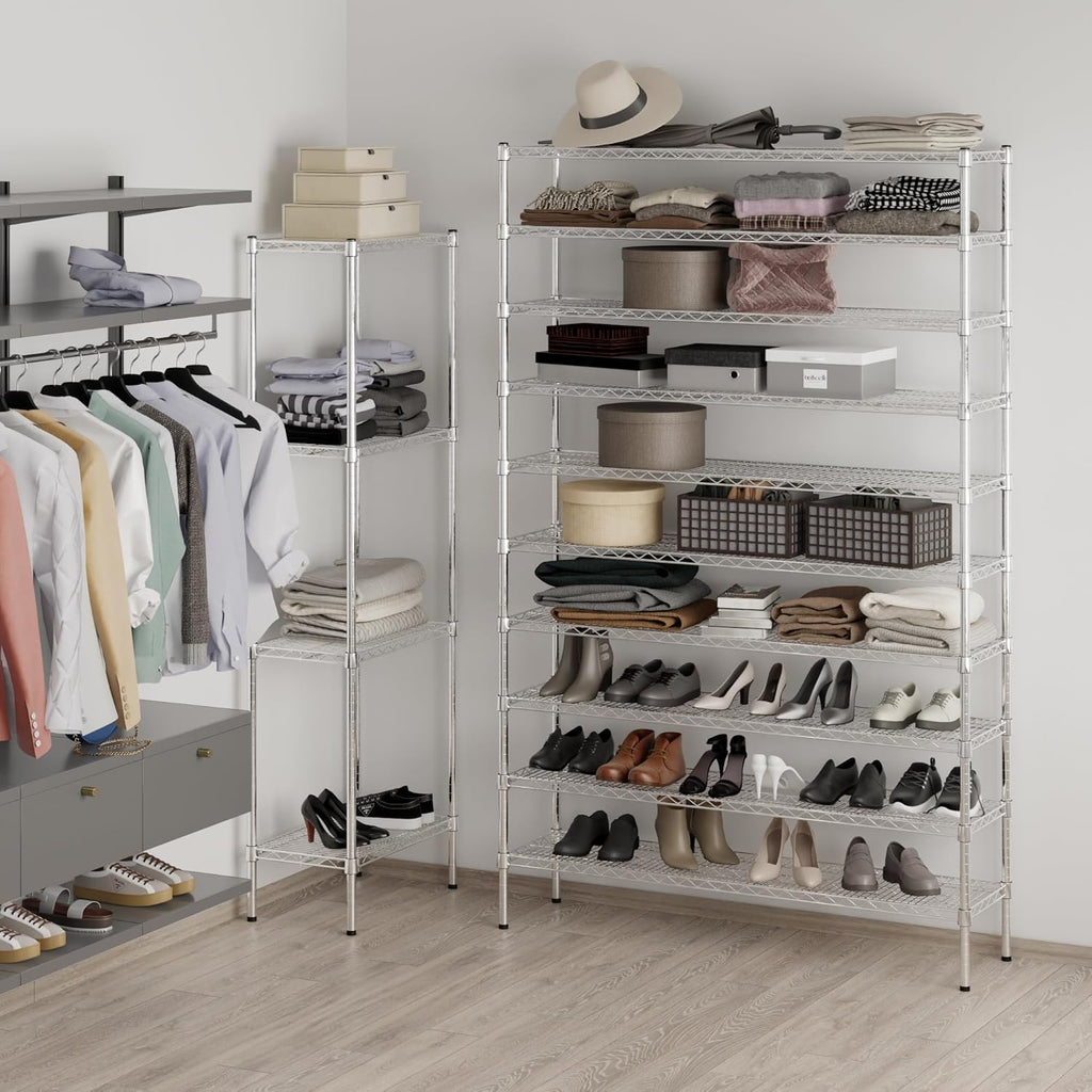 14" Deep x 54" Wide x 86" Height x Wire Shelving Kit | 10-Tier | NSF Commercial Storage Rack Unit