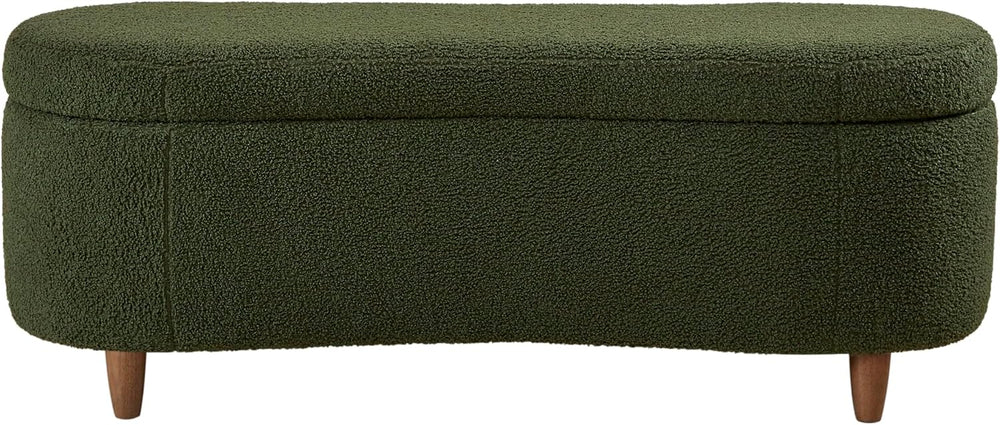 Bailey Boucle-Style Curved Storage Accent Bench