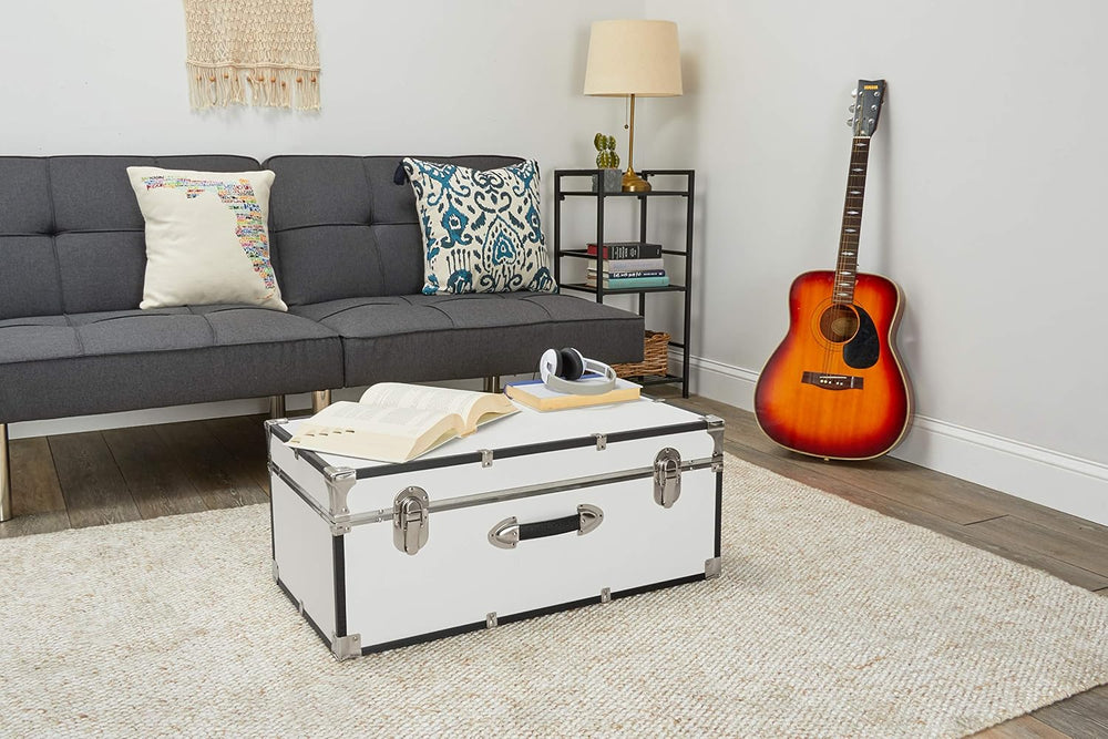 Seward Trunk Basic 30" Trunk - White Storage Chest with Latches & Ha...