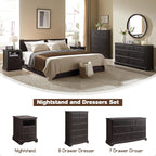 T4TREAM Nightstand with Charging Station, 18 Inch Vintage End Table with 2 Drawers for Living Room, Wood Rustic Sofa Side Table with Open Storage Shelf for Bedroom, Espresso