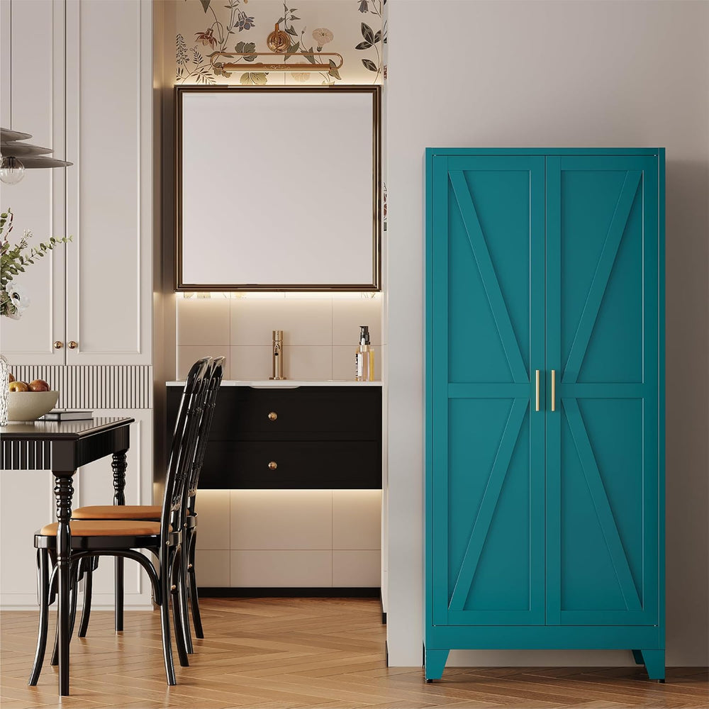 QINPTWUT 61" Metal Storage Cabinet, 4-Tier Kitchen Pantry with 3 Adjusta...