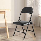 Nazhura 8 Pack Folding Chairs with Padded Vinyl Cushion Chairs with Comfortable Cushion and Durable Steel Frame for Home and Office, for Indoor and Outdoor Events Black 8PACK
