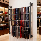 5 Tiers Display Tie & Scarf Rack, Wall Mounted Ribbon Rack Organizer Holder for Wrapping Paper Scarf Tie Belt Towel Pants, Scarves Hijab Stand for Retail Store,Home,Craft Room,Florist, Bedroom