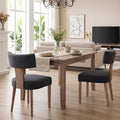 HNY Mid Century Modern Dining Chairs, Linen Fabric Upholstered and Curved Backrest Kitchen Chairs Set of 2, with Hardwood Frame, Charcoal