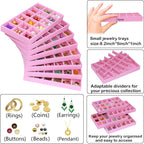 8 Pack Jewelry Organizer Tray, Stackable Velvet Jewelry Storage Box 18-grid Earring Holder Dresser Drawer Organizer for Earring Necklace Ring, Total 144 Grids