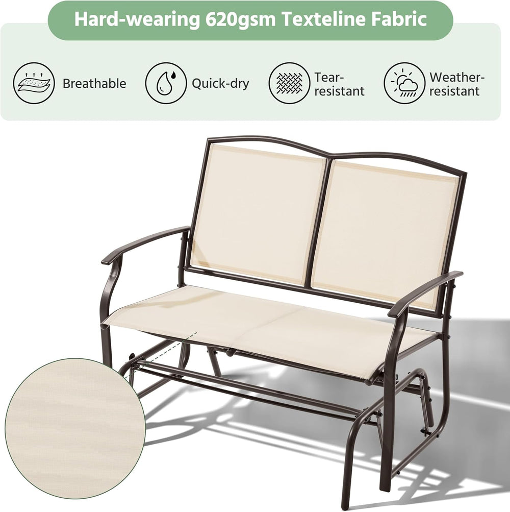 Yaheetech Glider Bench for Outside Patio 2-Person Outdoor Loveseat,Beige | Fr...