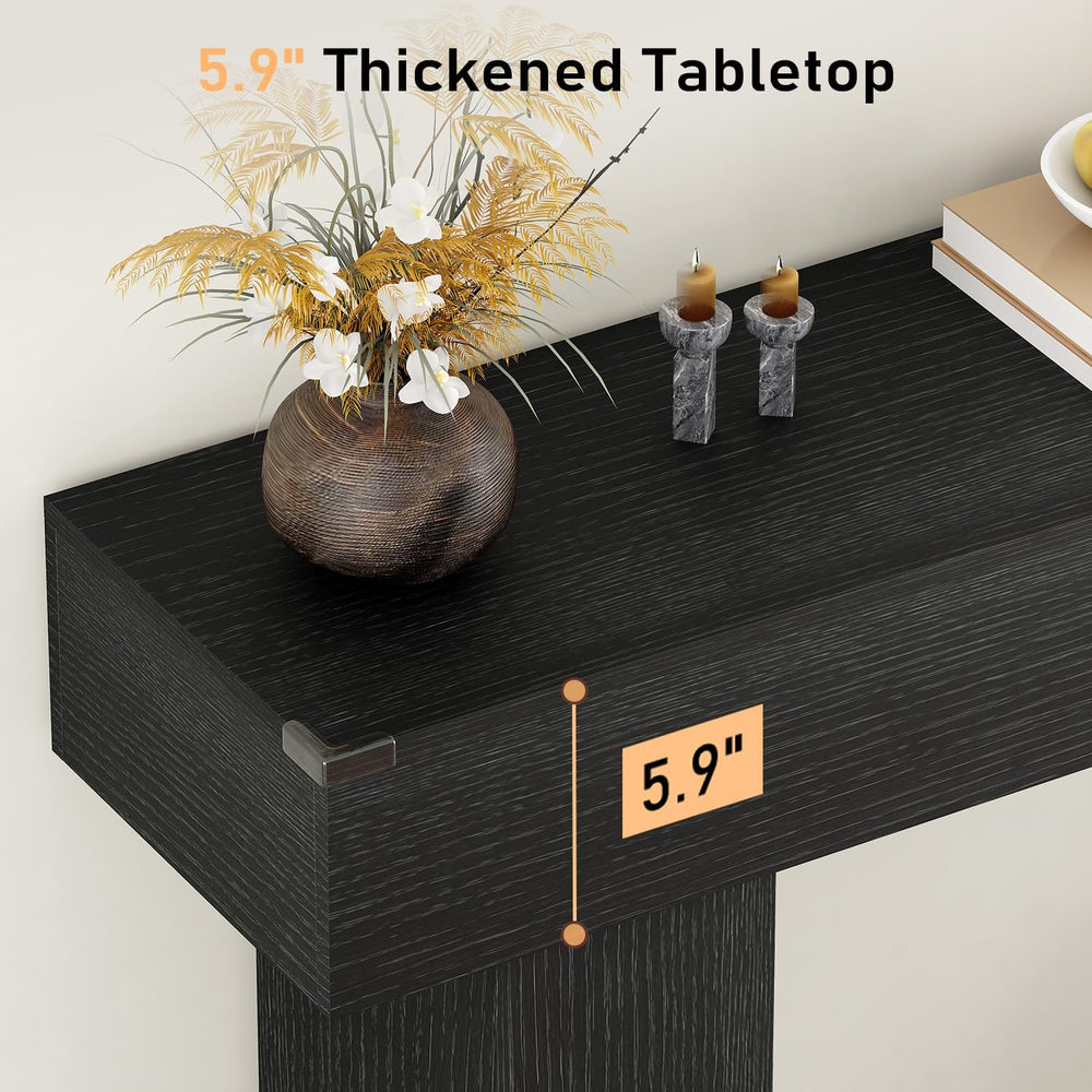 63 Inch Long Console Table for Entryway, Farmhouse Wood Rectangular Sofa Tabl...