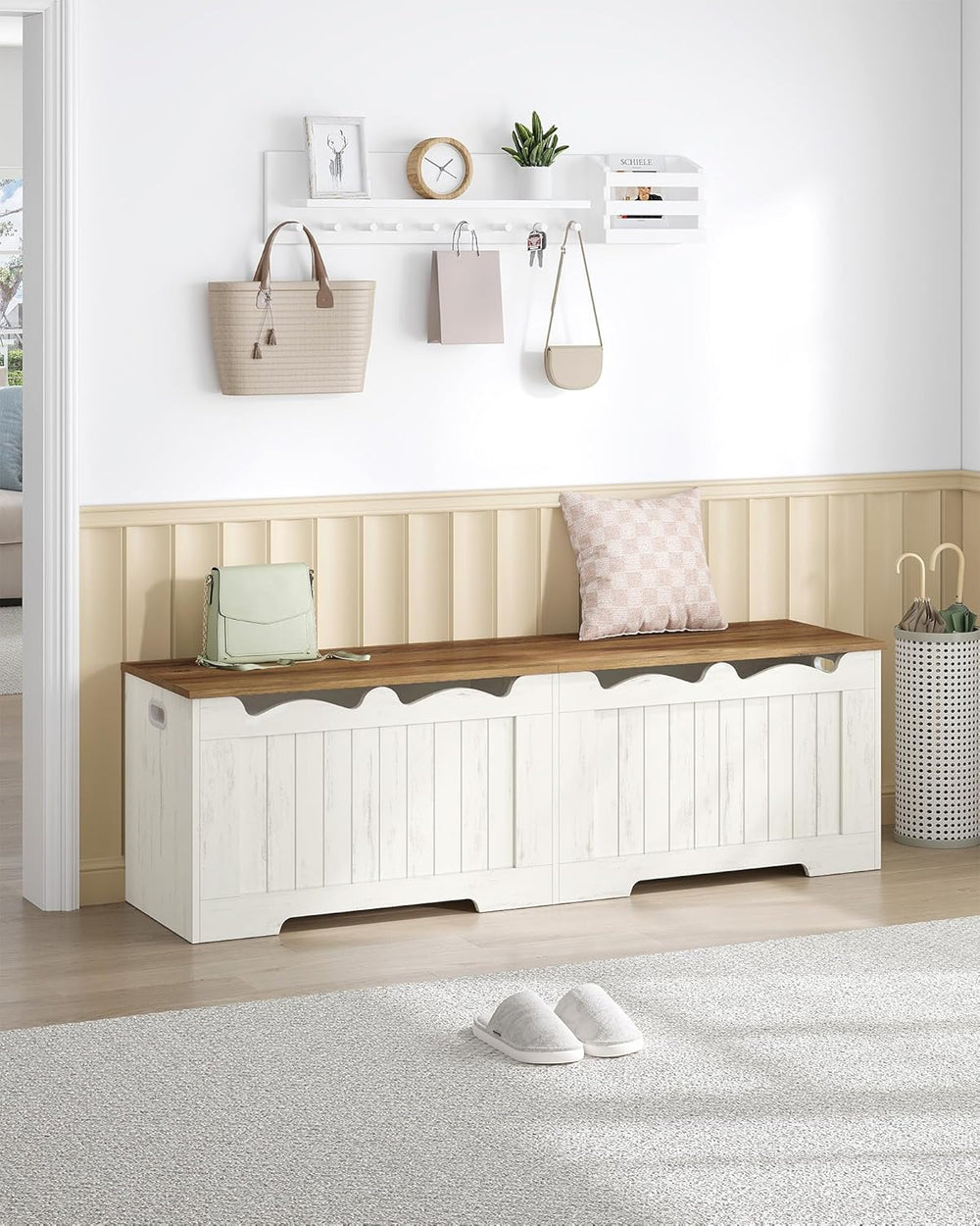 Hzuaneri 59" Storage Chest, Storage Bench Trunk with 2 Hinges, Wooden Bo...