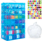 INSCRAFT 7 Layers Stackable Storage Container, 70 Adjustable Compartments (Blue) Stackable Storage Container, Perfect for Kids Toys, Art Crafts, Jewelry, Supplies, Mini Case & Letter Sticker Included