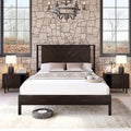 Bme Vivian 14 Inch Deluxe Bed Frame with Headboard, Rustic & Scandinavian Style with Solid Acacia Wood, No Box Spring Needed, 12 Strong Wood Slat Support, Easy Assembly, Queen, Rustic Black