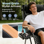 PHI VILLA XXL Oversized Padded Zero Gravity Chair, Foldable Patio Recliner, 30" Wide Seat Anti Gravity Lounger with Cup Holder, Support 400 LBS (Black)