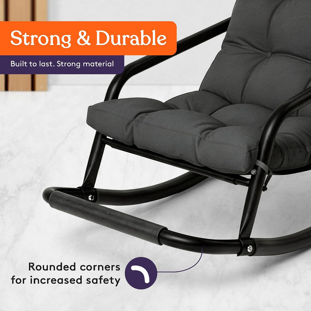 Special Supplies Sensory Tufted Rocking Chair for Kids - Comfortable Kids Rocker- Versatile Floor Chair with Soft Fabric and Stability for Playroom, Bedroom, or Nursery (Ages 3+) - Charcoal