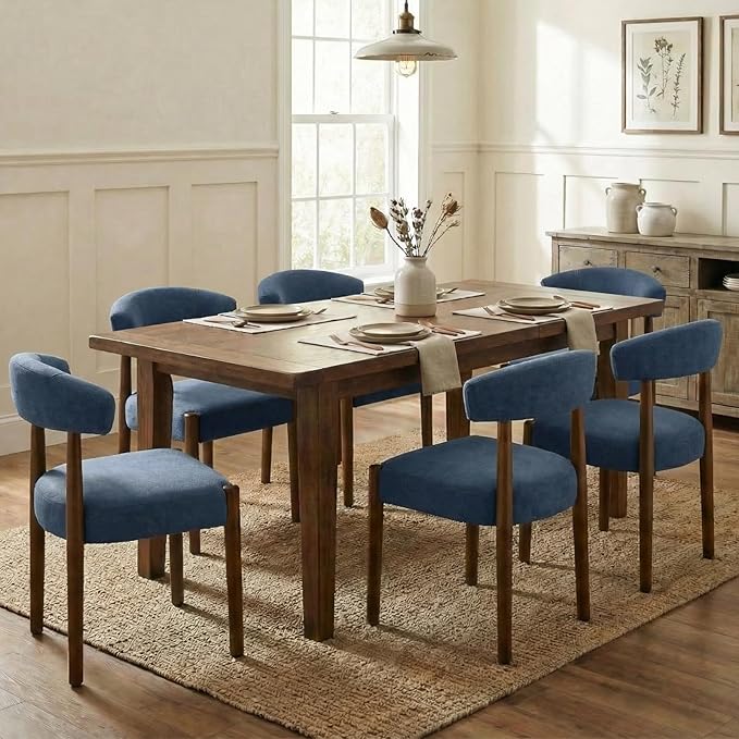 VKNOW Wooden Dining Chairs Set of 4, Modern Upholstered Dining Room Chairs wi...