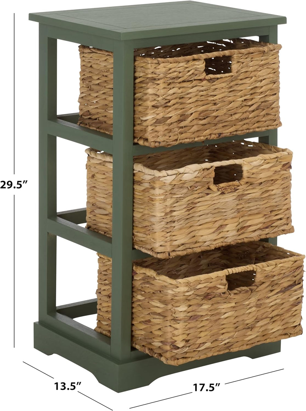 SAFAVIEH Furniture - Halle 3-Basket Side Table - Dusty Green - Solid Wood - C...