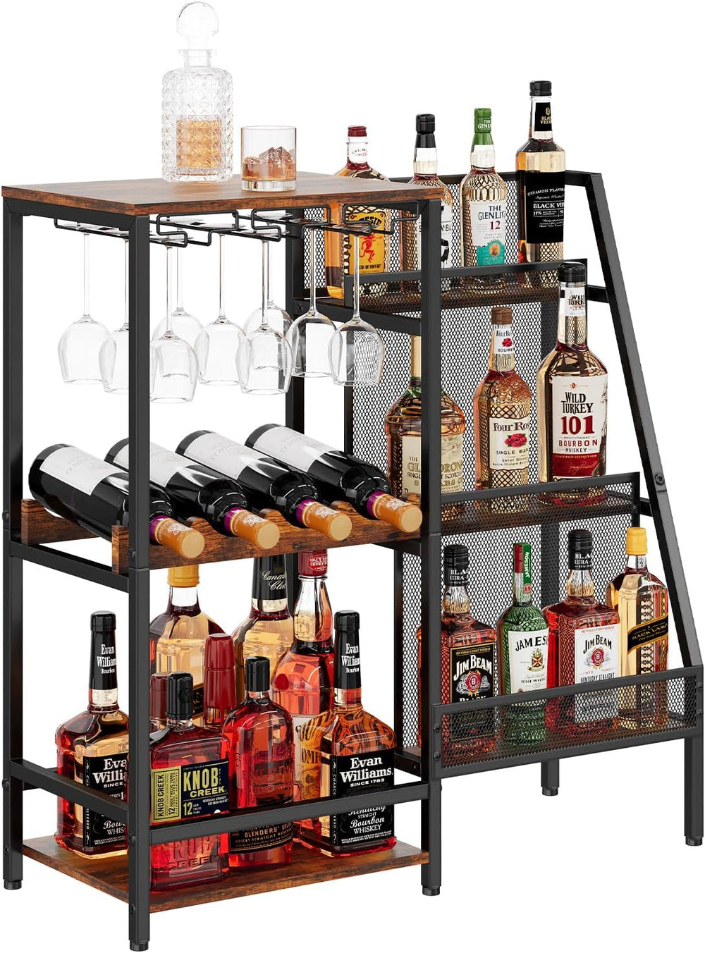 Versatile Liquor Stand for Home Bar, Wine Rack Freestanding Floor, Mini Bar T...
