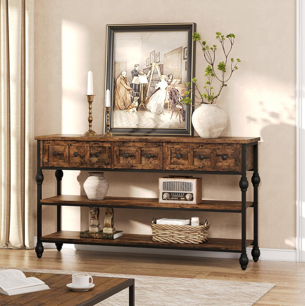 GarveeHome 52" Console Table, Entryway Table with 3 Storage Drawers, 3 T...