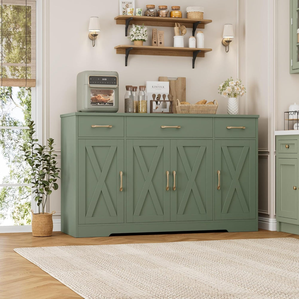 HOSTACK Buffet Sideboard Cabinet with Drawers, 55" Large Buffet Storage ...