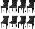 SyMax Dining Chairs Set of 8, Faux Leather Parson Dining Room Chairs, High-End Tufted Kitchen Side Chairs for Dining Room, Living Room, Black, 8PCS