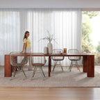 Transformer Table Solid Wood Extendable Dining Table, Red Oak | Seats 2-12, Expandable Dining Room Table, Space-Saving Furniture, Kitchen and Dining Room Furniture, Table + Bench