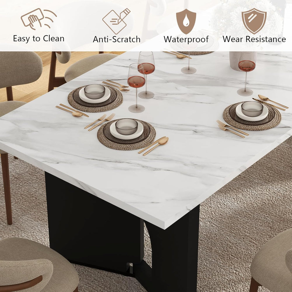 86.6" Modern Dining Table for 6-10 People,Long Kitchen Tables with Woode...