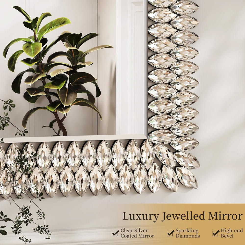 28"x40" Jeweled Luxury Rectangle Decorative Wall Mirror