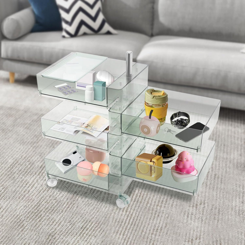 Bacocoo 360° Rotation Storage Cabinet, 5 Storey Movable Bedside Table with 4 ...