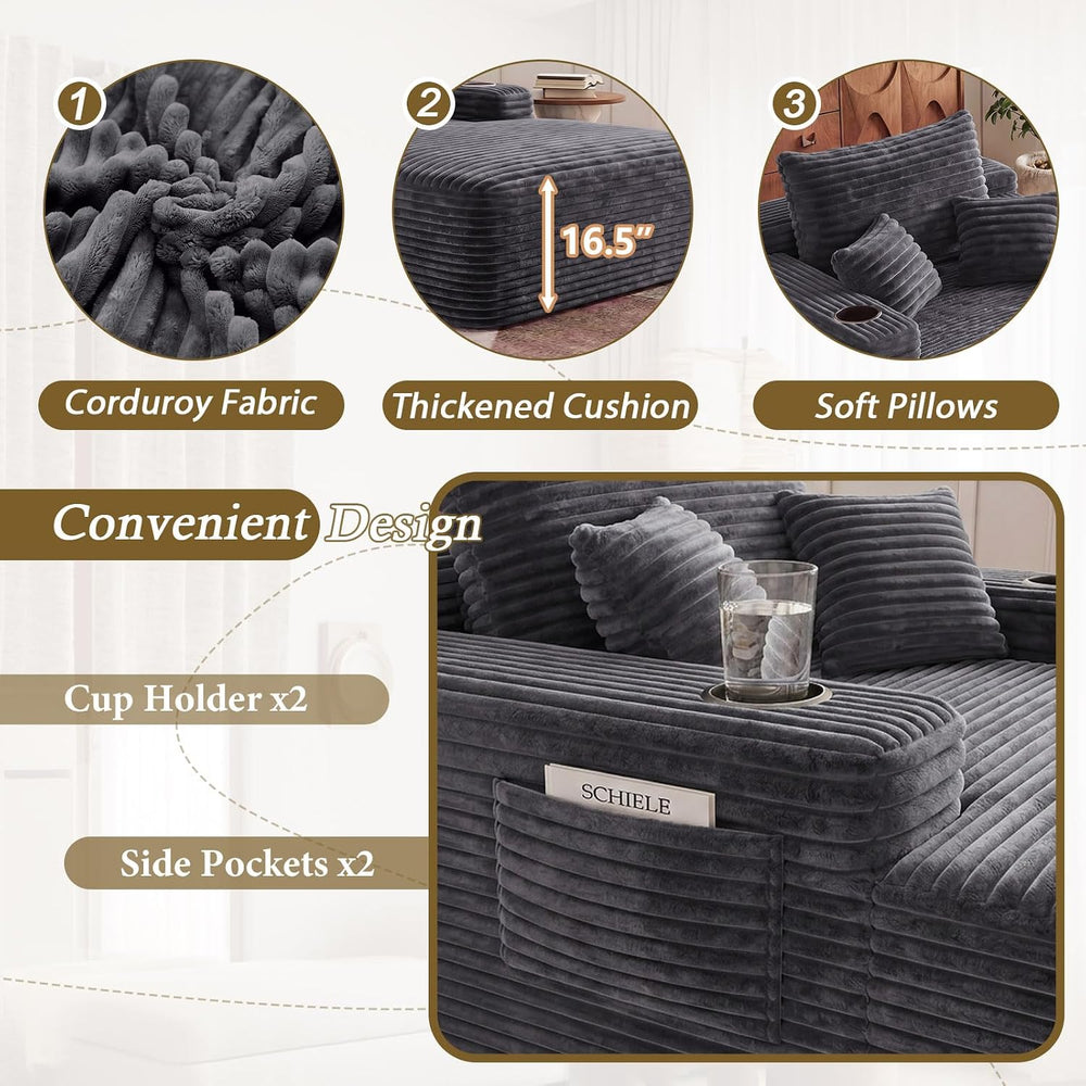 65" L Oversized Chaise Lounge Chair Indoor,Comfy Reading Chair with Cup ...
