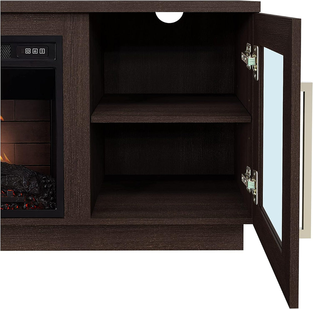 Cheerway 3D Fireplace TV Stand for TVs up to 80’’, Wooden Media Entertainment...