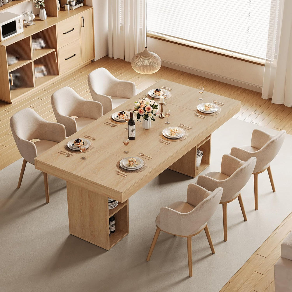 GAOMON 70.8" Wood Dining Table for 6-8 People, Large Kitchen Table with ...