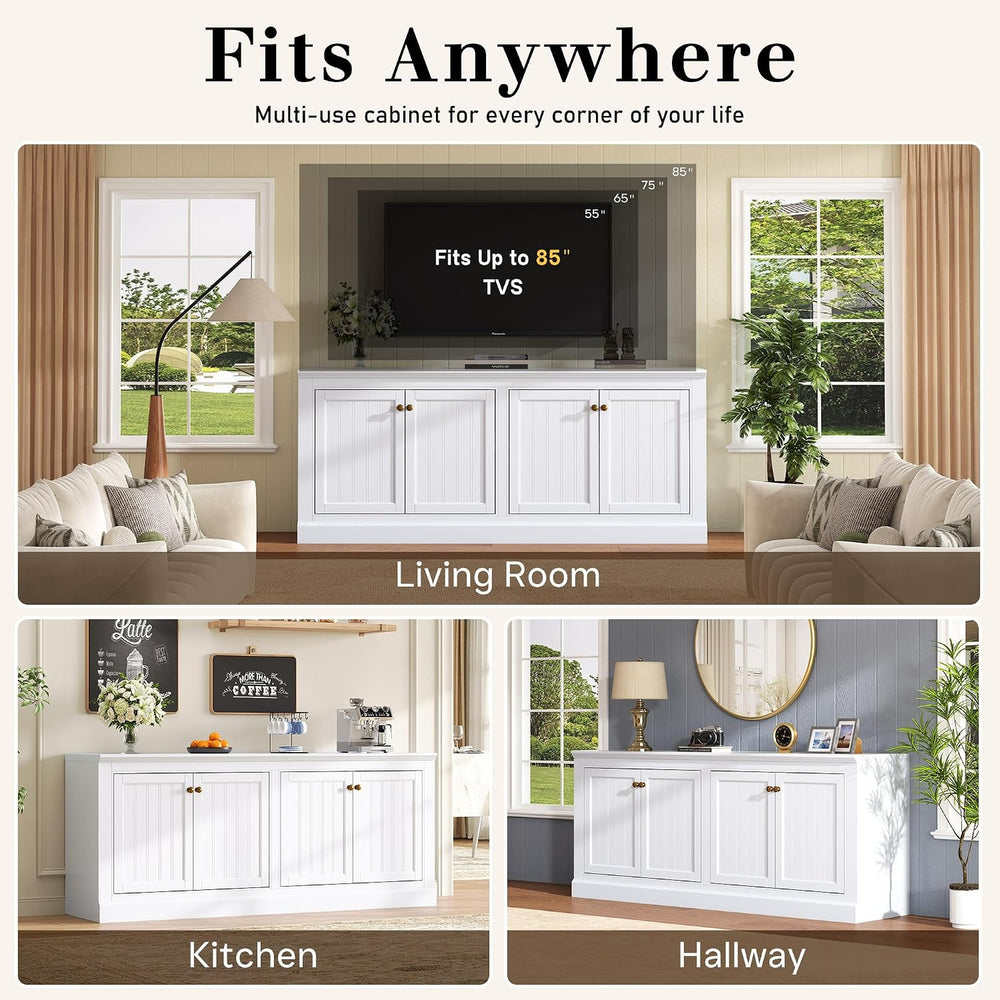 AMERLIFE 72" Farmhouse Sideboard Buffet Cabinet with Barn Doors