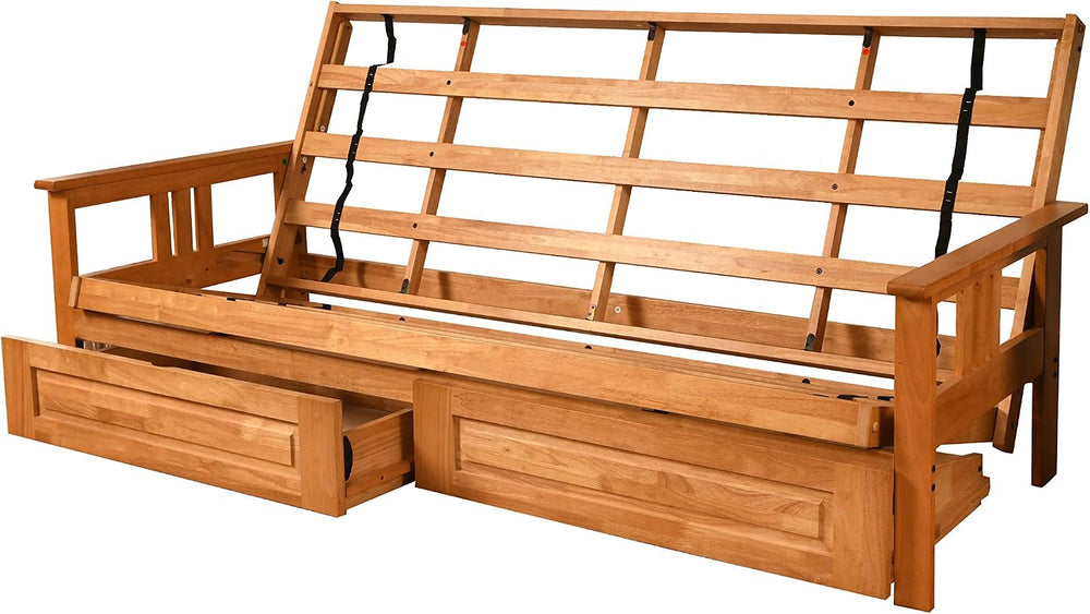 Kodiak Furniture Monterey Queen-size Futon Frame, Storage Drawers, Butternut ...
